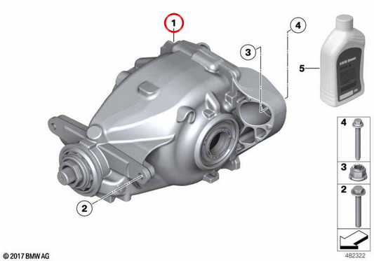 Diferencial trasero OEM 33107544868 para BMW F23, F34, F33. Original BMW.