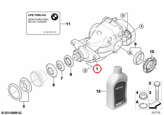 OEM Heckdifferential 33107552523 für BMW E70, E71, E72. Original BMW.