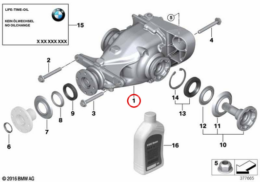 Differenziale posteriore OEM 33107591014 per BMW E82, E88, E90, E91, E92. BMW originale.