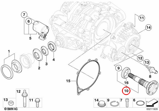 Differentialausgang Flansch OEM 33107594401 für BMW E70, E71, F15, F16. Original BMW.