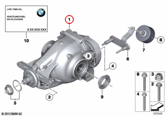 OEM Differenziale posteriore 33108742152 per BMW F10, F11, F06, F12, F13, F01, F02, F04. BMW originale.