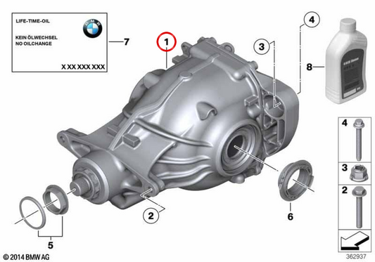 Diferencial trasero OEM 33109846366 para BMW Serie 5 G30, G31 y Serie 7 G11, G12. Original BMW.