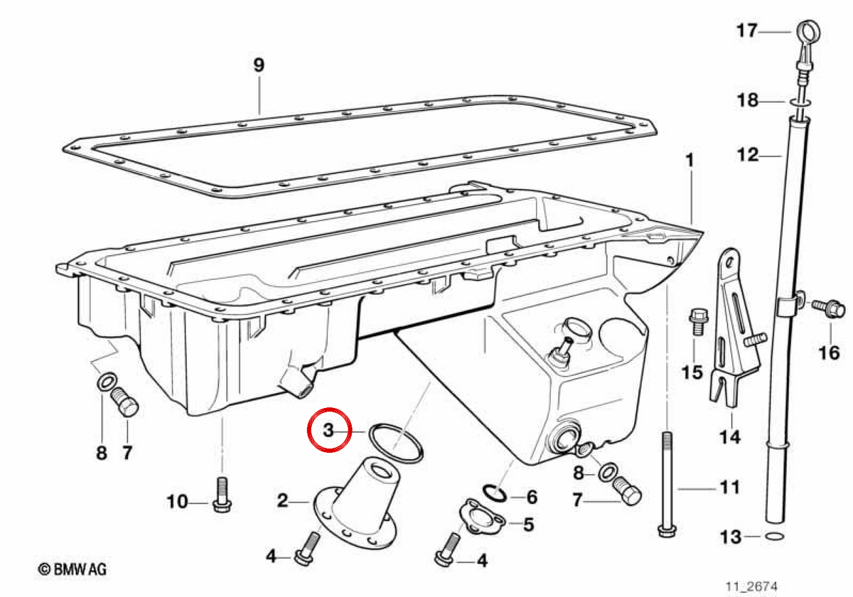 Anello di tenuta toroidale OEM 33111214144 per BMW E30, E36, E46, E90, E60, E63, E24, E31, Z3... e altro ancora. BMW originale.