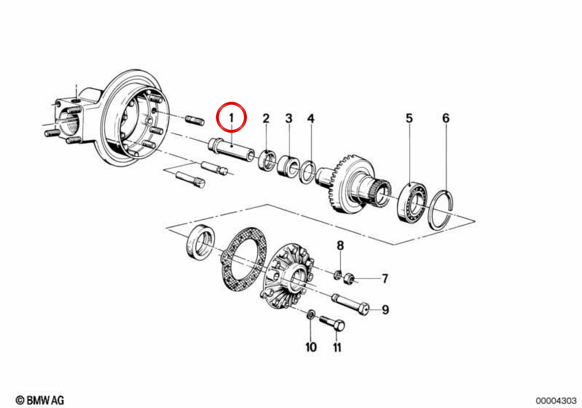 Silentblock diferencial trasero OEM 33111239084 para BMW E23, E24, E28, E30, E31, E32, E34, E36, Z3. Original BMW.