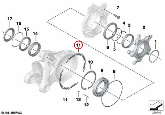 Adjustment washer 0.9 mm OEM 33117690612 for BMW motorcycles K1200S, K1300S, R1200GS, R nineT... and more. Original BMW Motorrad.