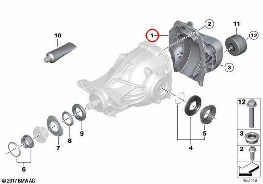 Arrière du différentiel OEM 33118643138 pour BMW G01, G08, G02. BMW d'origine