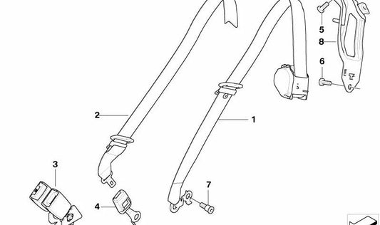 Cintura posteriore in alto a destra OEM 72117161654 per BMW X5 E70, E70N (3a fila di sedili). BMW originale.