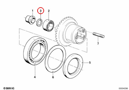 OEM pressure ring 33121242461 for BMW E28, E30, E31, E32, E34, E36, E46, E52, E53, Z1, Z3, Z8. Original BMW.