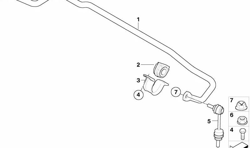 Silentblock Buje Barra Estabilizadora OEM 33556772082 para BMW E70, E71. Original BMW.