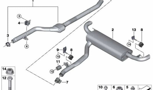 Front silencer OEM 18308475364 For BMW G05, G06. Original BMW.