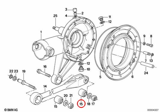 Silentblock of rubber oem 33171458495 for BMW Motorrad K 100 rs, K 1100 Lt, K 1100 RS, R 100 GS, R 100 GS PD, R 100 R. Original piece BMW Motorrad.