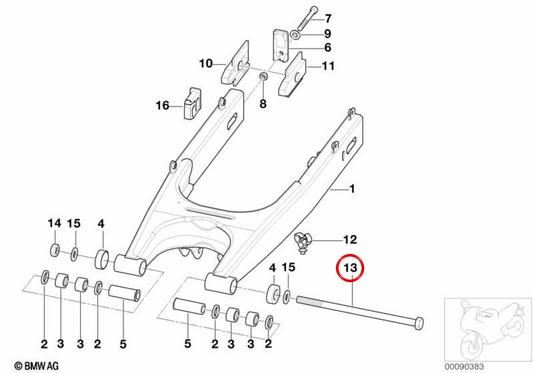 Demi-essieu arrière OEM 33177650588 pour motos BMW F 650 GS, G 650 GS, G 650 GS Sertão. BMW Motorrad d'origine.