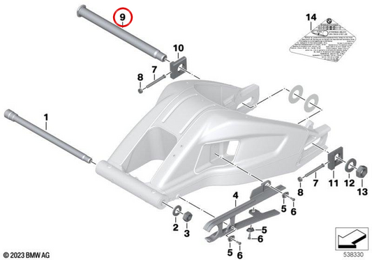 Semieixo traseiro OEM 33177718528 para motocicletas BMW S 1000 RR, F 750 GS, F 850 ​​​​GS… e muito mais. Originais BMW Motorrad.