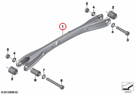 Black tie rod OEM 33177726648 for BMW K 1600 GT, K 1600 GTL, K 1600 Bagger motorcycles. Original BMW Motorrad.