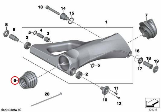 Fole do braço oscilante OEM 33177726652 para motocicletas BMW K1600GT, K1600GTL, K1600 Bagger. Originais BMW Motorrad.