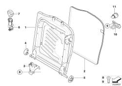 Marco respaldo izquierdo asiento trasero OEM 52209128593 para MINI Cabrio R57, R57 LCI. Original MINI.