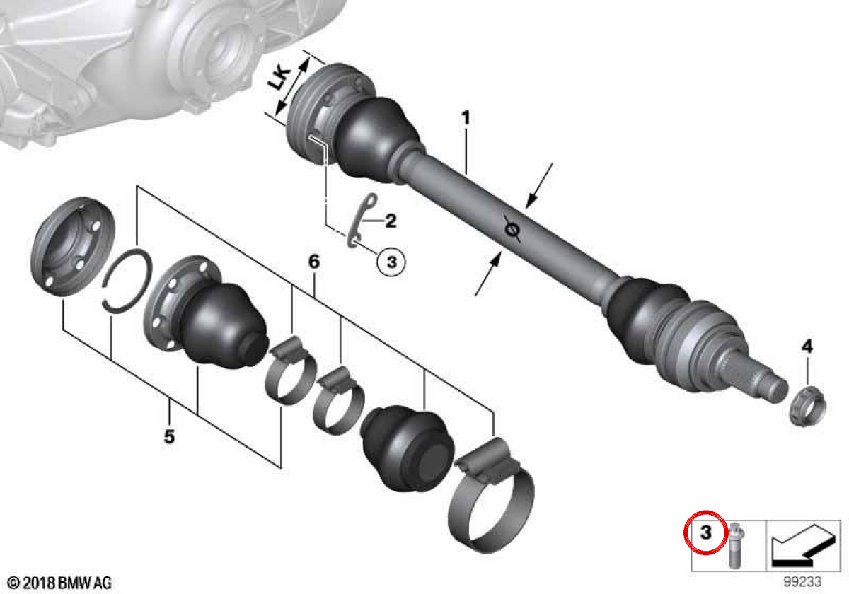 Parafuso recartilhado Aussentorx para BMW E81, E82, E87, E87N, E88, E36, E46, E90, E90N, E91, E91N, E92, E92N, E93, E93N, E39, E60, E84, E83, E83N, E85 (OEM 33217522164). BMW genuíno.