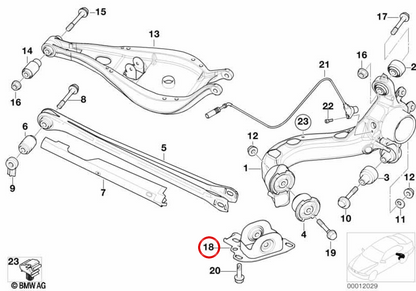 Suporte de rolamento esquerdo OEM 33303411877 para BMW E36, E46, E83, E85, E86, E89. BMW genuíno.
