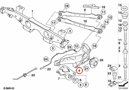 Left longitudinal arm OEM 33306776315 for MINI R53 Cooper S JCW GP (RE91, RE92) from 5/15/2006. Original MINI.