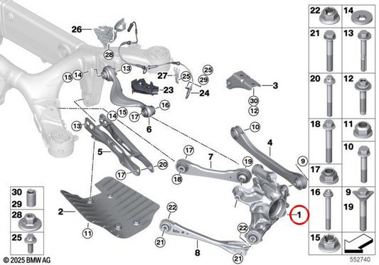 OEM Right Heck -Buchse Unterstützung 33306854118 für BMW G16. Original BMW.