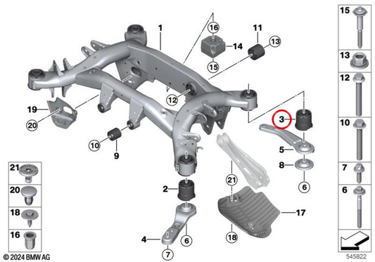 OEM 33306868509 Supporto posteriore silenzioso per la BMW G01, G08, G02. BMW originale.