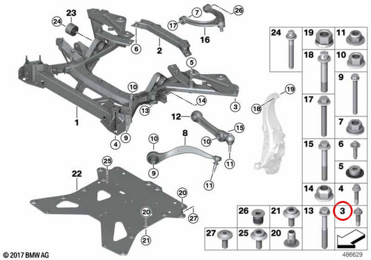 Vite ASA con rondella OEM 33306874176 per BMW G01, G08, F97, G02, F98, I12, I15. BMW originale.