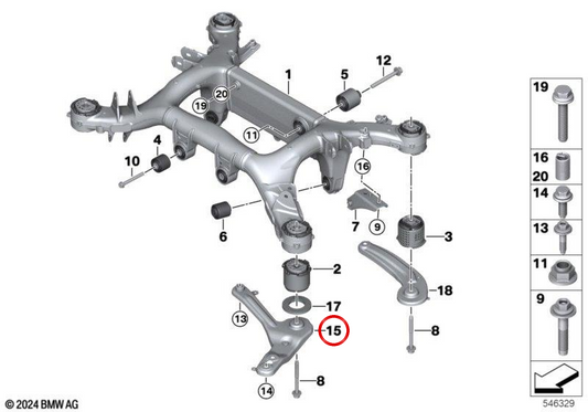 Brazo de control delantero izquierdo OEM 33306885953 para BMW G09. Original BMW.