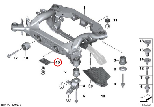 Soporte para gata de elevación OEM 33306891678 para BMW G08. Original BMW.