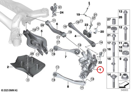 Tuyau arrière droit 33306893272 pour BMW G26. BMW d'origine.