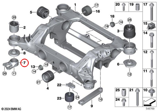 Braço de suspensão traseira OEM 33306898527 para BMW G70. BMW genuíno.
