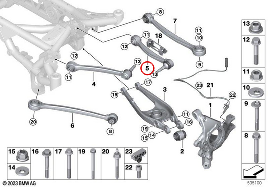 Braccio di sospensione sinistro con OEM 3330786187 per BMW G82. BMW originale.