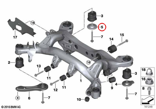 OEM 3330858483 CAPAGNE DE RÉSBILLE ARRIÈRE POUR BMW E81, E82, E87, E88, F21, E90, E91, E92, E93, F30, E84, G08, G45. BMW d'origine.