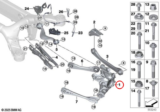 Tubo posteriore destro 33309503998 per BMW F91, F92. BMW originale.