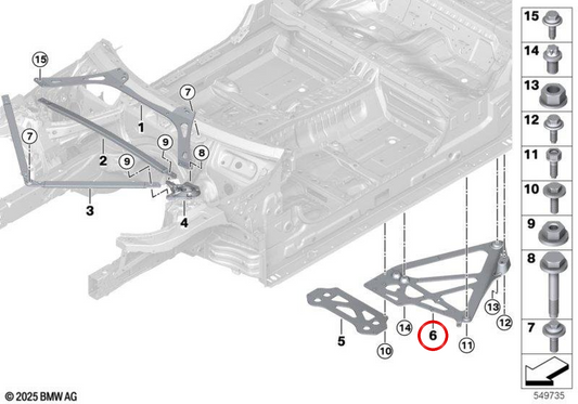 Supporto per sospensioni posteriori OEM destro 33309504176 per BMW G82, G83. BMW originale.