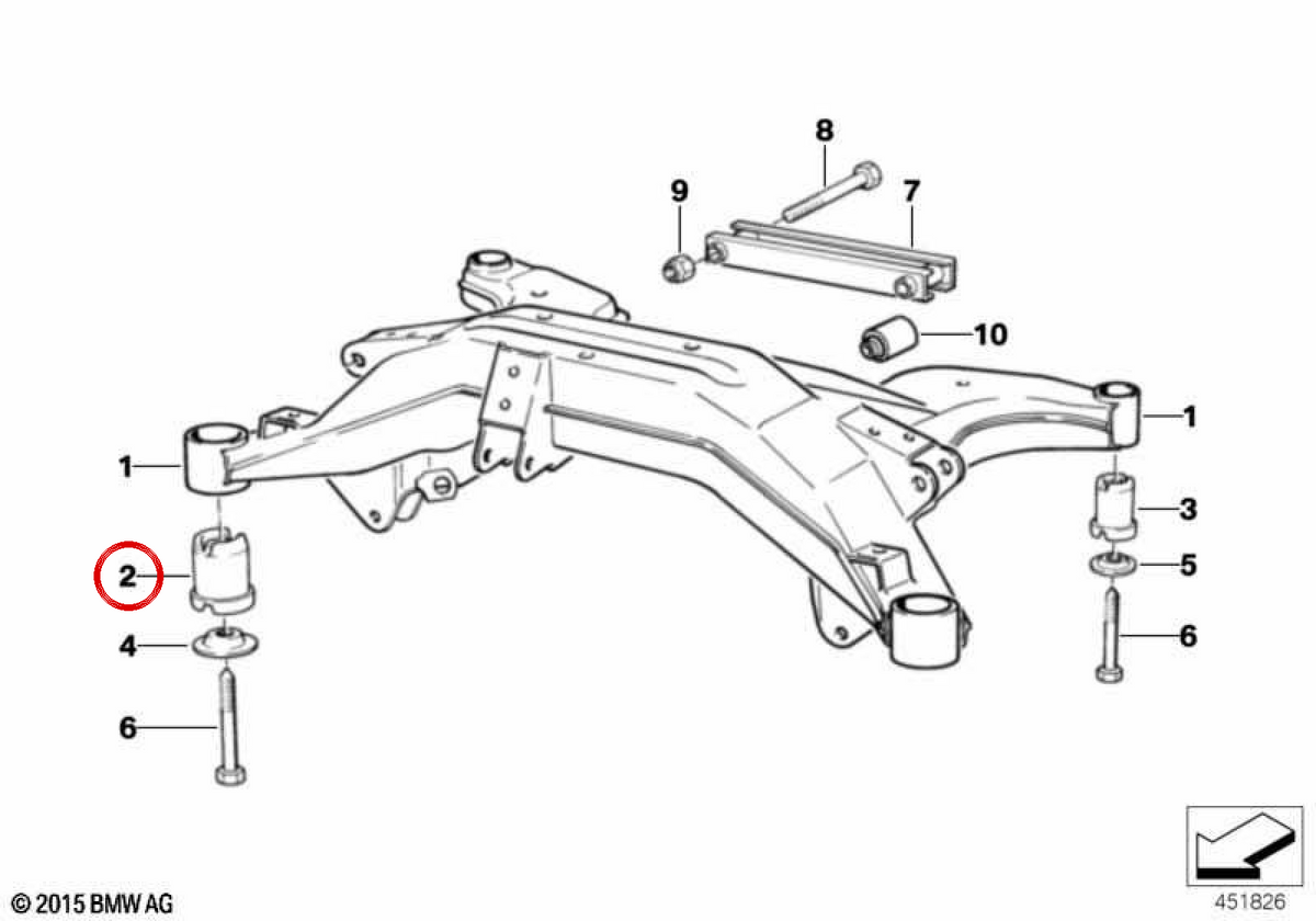 Silentblock OEM 33311133838 für BMW E31, E32, E34. Original BMW.