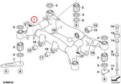 OEM Hecksubchassis 33316770828 für BMW E60, E61. Original BMW.