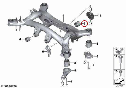 Soporte hidráulico trasero OEM 33316877263 para BMW G42, G20, G21, G28, G22, G23, G26, G29. Original BMW.