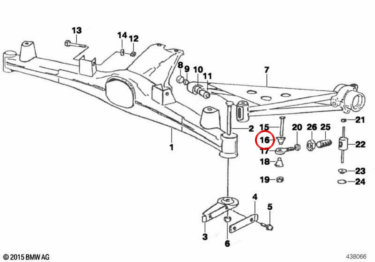 Bucha de distância OEM 33322222769 para BMW E28, E31, E32, E34, E38, E39, E46, E52, E53. BMW genuíno.