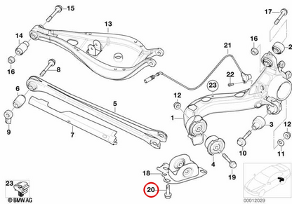Tornillo de fijación OEM 33326760386 para BMW E36, E46, E83, E85, E86, E89. Original BMW.