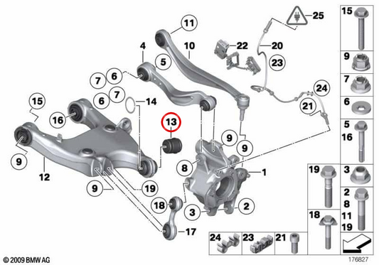 Support du bras de suspension OEM 33326780438 pour BMW F07, F10, F11, F18, F06, F12, F13, F01, F02, F04. BMW d'origine.