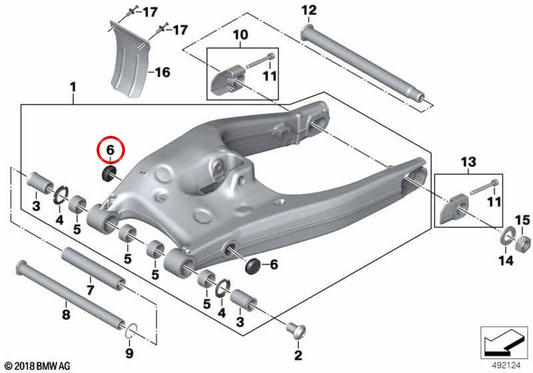 Bouchon de bras oscillant OEM 33326786219 pour motos BMW F 750 GS, F 850 ​​​​GS, F 900 R, R 1300 GS... et plus encore. BMW Motorrad d'origine.