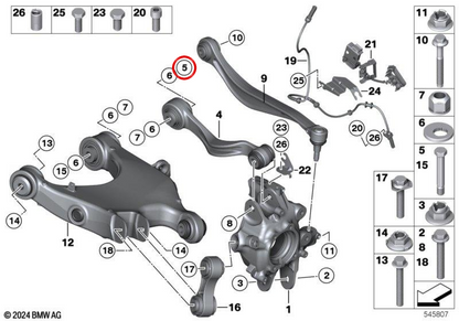 Vite eccentrica OEM 33326788398 per BMW {E36, E46, E60, E61, E85, E86, X3 E83, Z4 E85, Z4 E86}. Pezzi di sospensione posteriore. BMW originale.