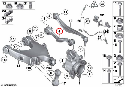 Braços de suspensão esquerdos OEM 33326788467 para BMW E81, E82, E87, E88, E90, E91, E92, E93. BMW genuíno.