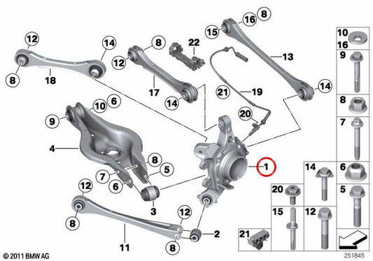 Mangueta trasera izquierda OEM 33326792523 para BMW F30, F31, F35. Original BMW.
