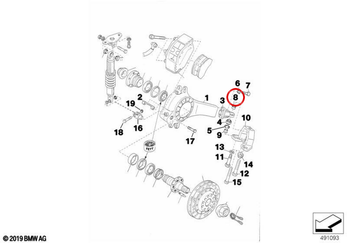 Silentblock OEM 33332270117 per BMW E46, E83, E85, E86. BMW originale.
