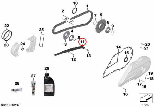 Kettengleitschiene OEM 33358533983 für BMW C 600 Sport, C 650 Sport, C 650 GT Motorräder. Original BMW Motorrad.
