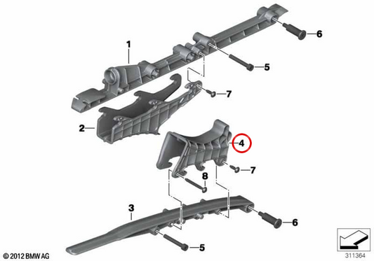 Guide de chaîne inférieure OEM 33358533986 pour BMW C 600 Sport Motorcycles, C 650 Sport, C 650 GT. BMW original Motorrad.