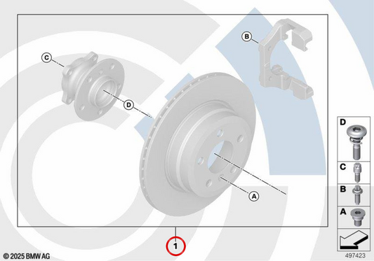 OEM 3341839481 Kit di riparazione del cuscinetto della ruota posteriore per BMW F20, F21, F22, F23, F30, F31, F32. BMW originale.