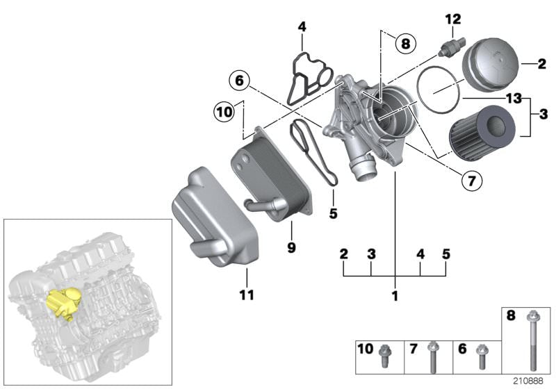 Unidad del filtro de aceite aluminio OEM 11428683206 para BMW E81, E82, E87, E88, F20, F21, F22, F23, F87, E90, E91, E92, E93, F30, F31, F34, F80, F32, F33, F36, F82, F83, E60, E61, F07, F10, F11, F18, E63, E64, F06, F12, F13, E65, E66, F01, F02, E84