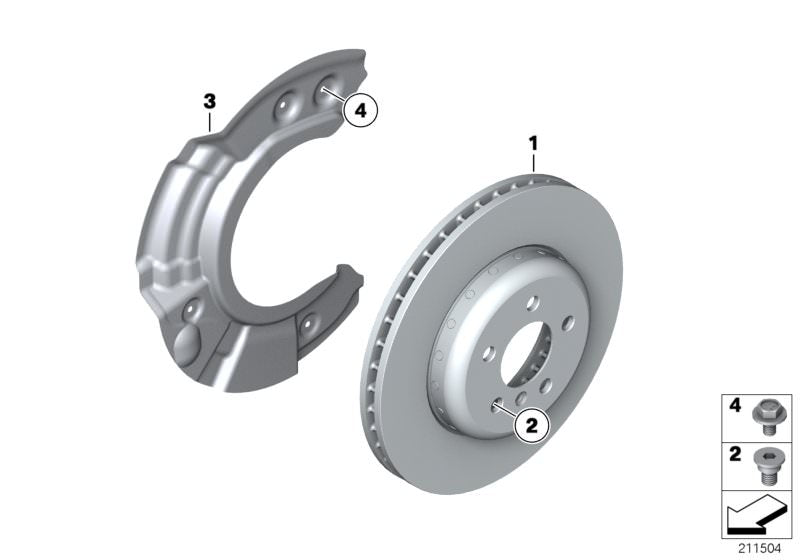 Disco de freno ventilado ligero 330x24 OEM 34116896652 para BMW F10, F10N, F11, F11N, F18, F18N. Original BMW.